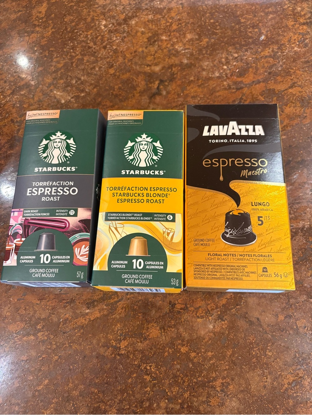 Starbucks & Lavazza Espresso Capsule Variety Pack - Green & Gold Boxes